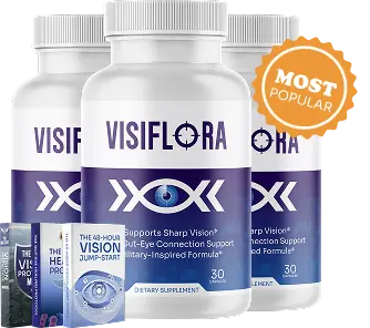 VisiFlora 3-bottle package with bonus eBooks for eye health